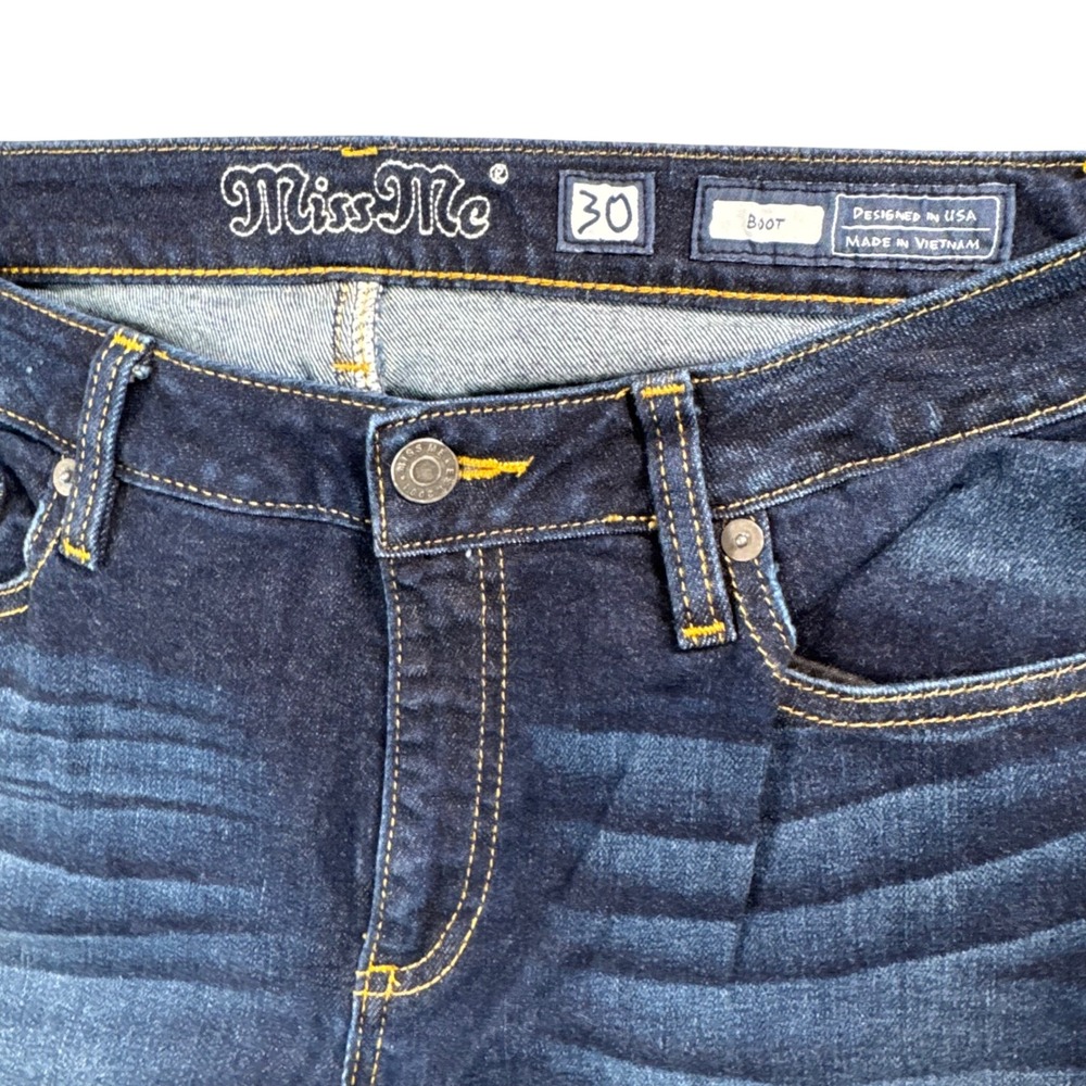 Miss Me Bootcut Jeans‎ Women's 30x34 Dark Wash Y2K Cowboycore Denim - Picture 4 of 12